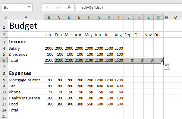 How to create a budget in excel