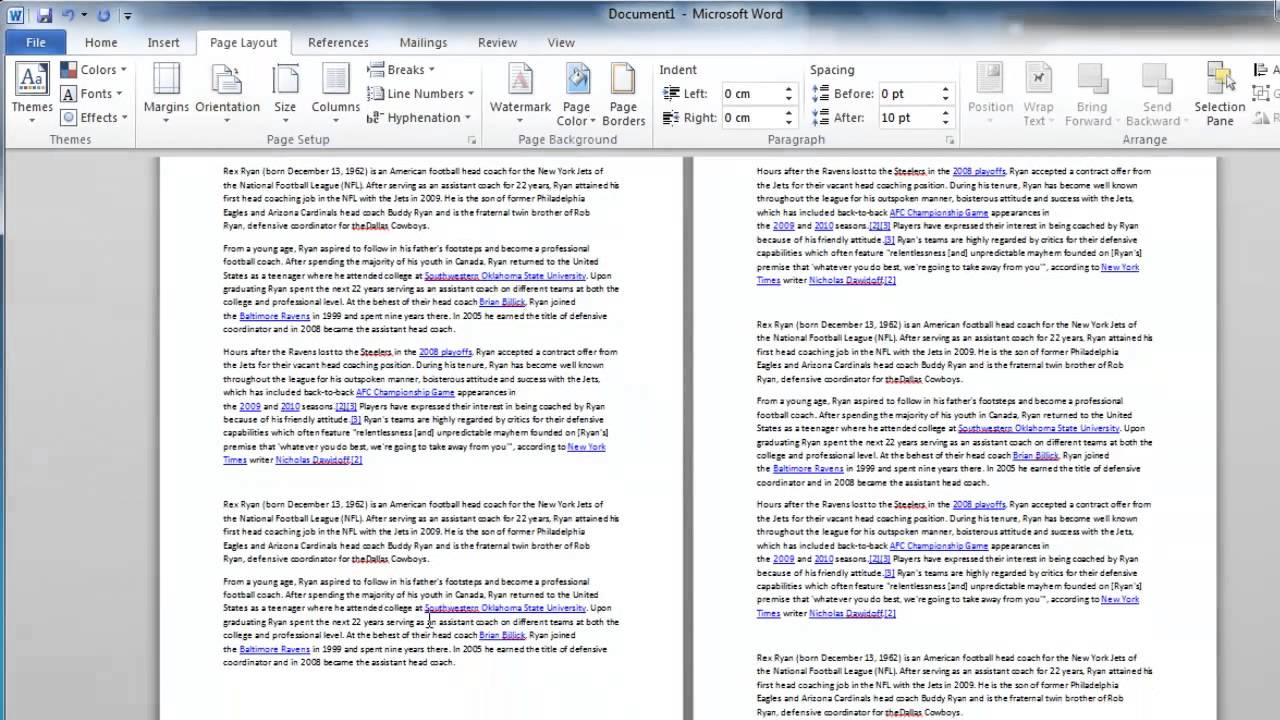 Page orientation in word 2010